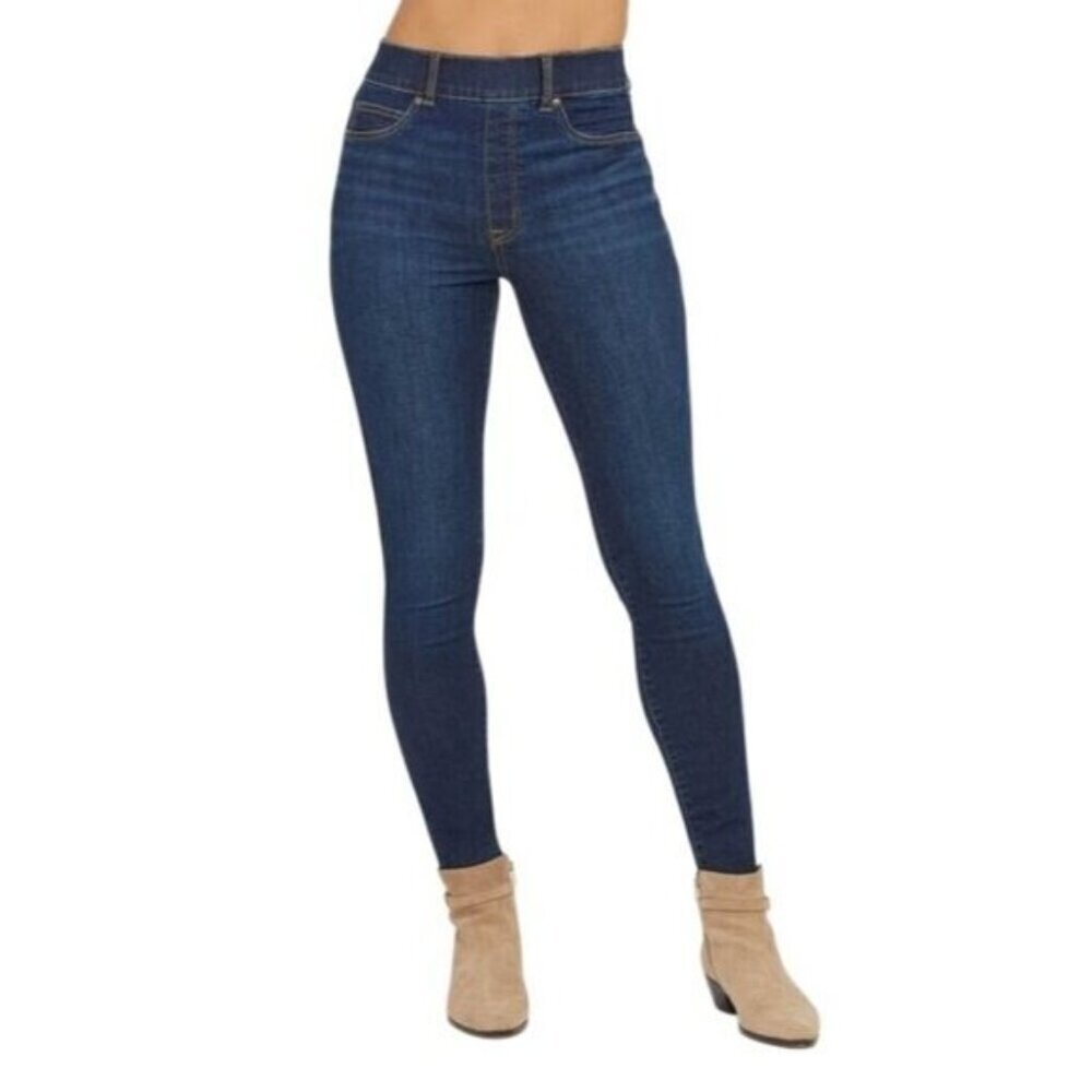 Spanx Womens High Rise Skinny Ankle Denim Jeans Dark Wash Size XS Cotton Stretch